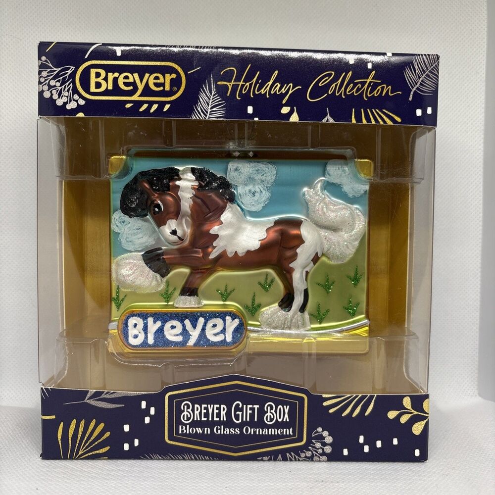 Breyer 2025 Holiday Gypsy Vanner Bay Pinto Horse Blown Glass Ornament NEW
